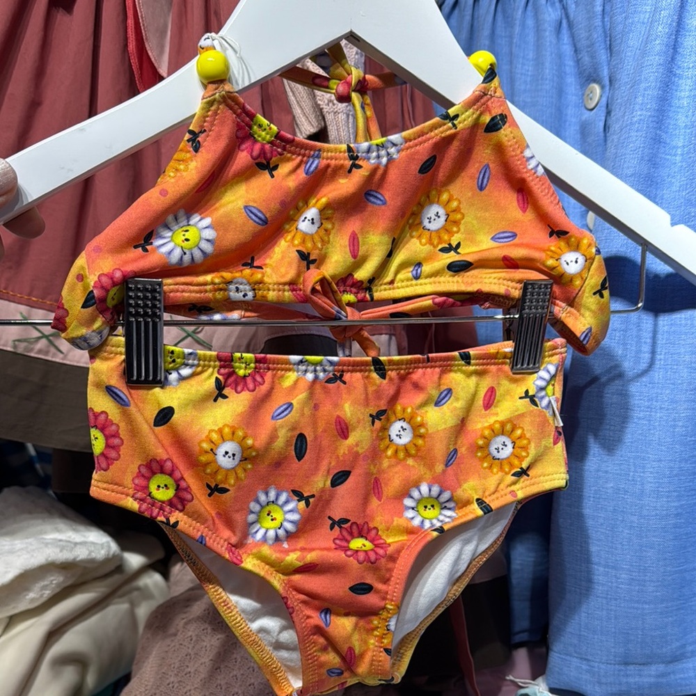 Floral Orange Kids Swimsuit